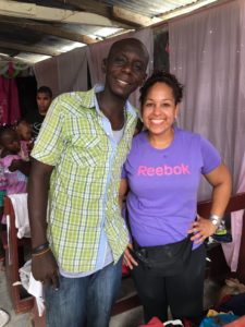 Canot and Vanessa after a clothing and food distribution at a small church in Fruisa